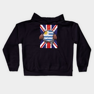 Uruguay Flag Great Britain Flag Ripped - Gift for Uraguyan From Uruguay Kids Hoodie